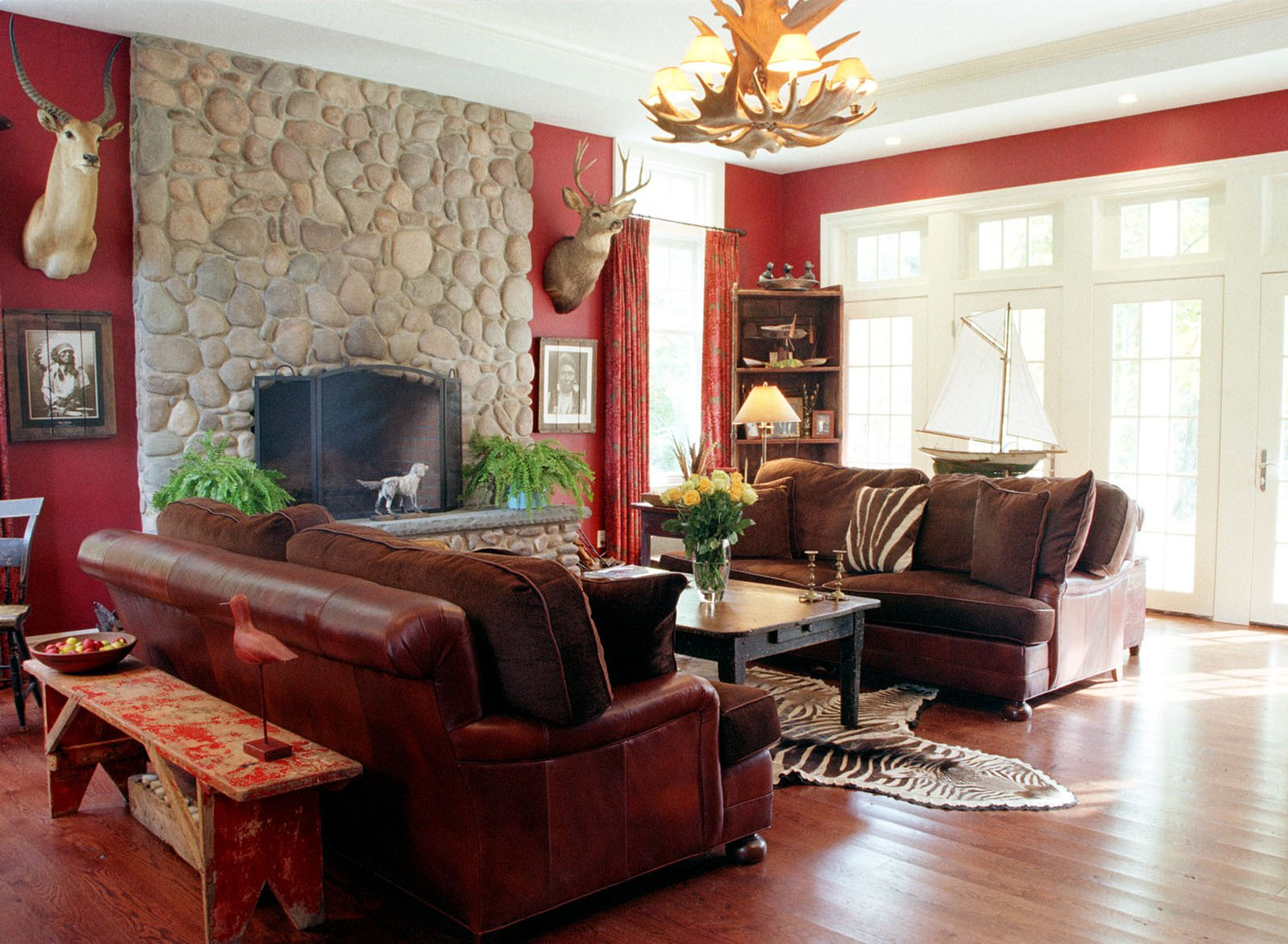 decorating ideas living room red walls