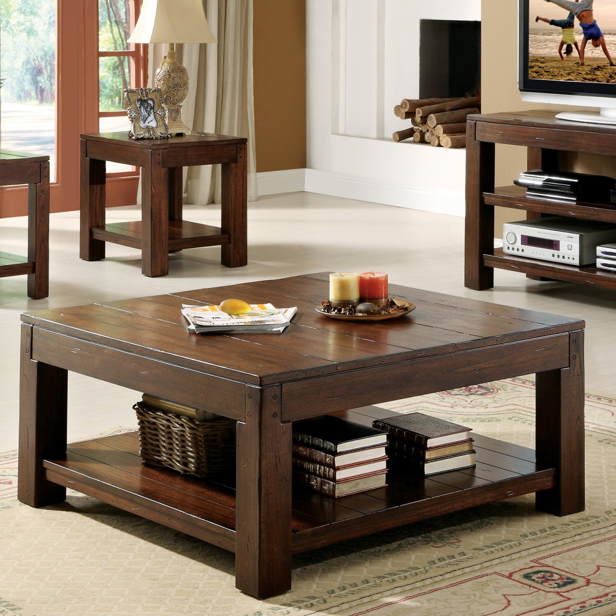 Dark Wood Coffee Table Set Furnitures | Roy Home Design