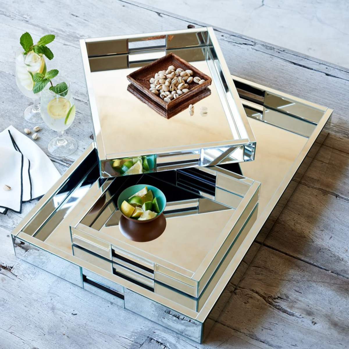 Mirrored Coffee Table Tray | Roy Home Design