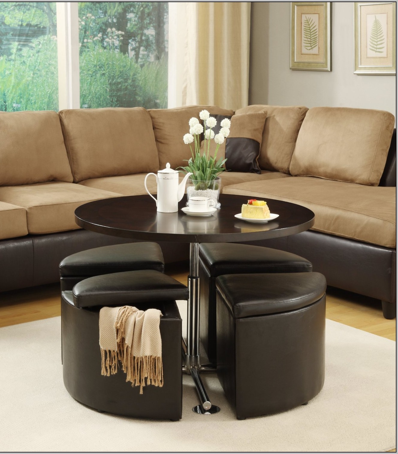 35+ how to style a round coffee table tray Round coffee table with seats underneath