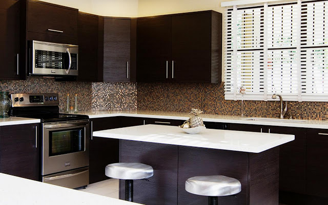 Luxury Semi Custom RTA Espresso Kitchen Cabinets with wooden small kitchen island designs Plus Fantastic Picture and Gallery