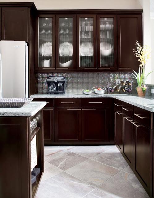 Luxury RTA Espresso Kitchen Cabinets With White Island 2 