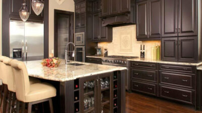 luxury-rta-espresso-kitchen-cabinets-with-white-island