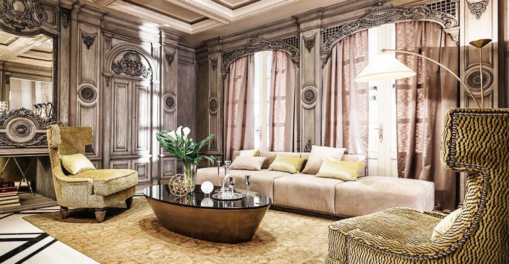 neoclassical-interior-home-design-with-home-decor-accents-and-inside-home-decor-ideas-with-coffee-table-glass-on-top-and-luxury-white-cushion-for-living-room