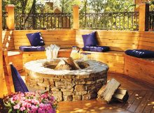 Wood working project: fire pit bench DIY featuring curved fire pit bench with back for outdoor fire pit bench seating design backyard plans