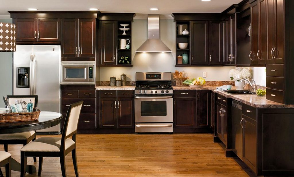 kitchen wall color with espresso cabinet