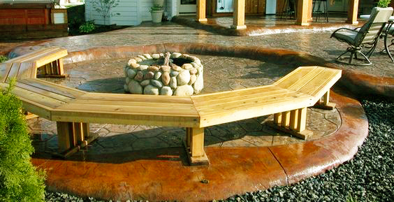 Wood working project: fire pit bench DIY featuring curved fire pit bench with back for outdoor fire pit bench seating design backyard plans
