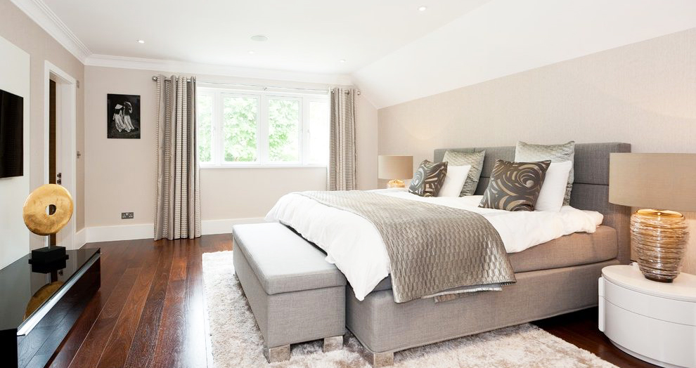 Neutral-color-scheme-bedroom-for-best-interior-paint-colors-schemes-with-contemporary-with-table-lamps-loft-conversion-and-hardwood-flooring-design