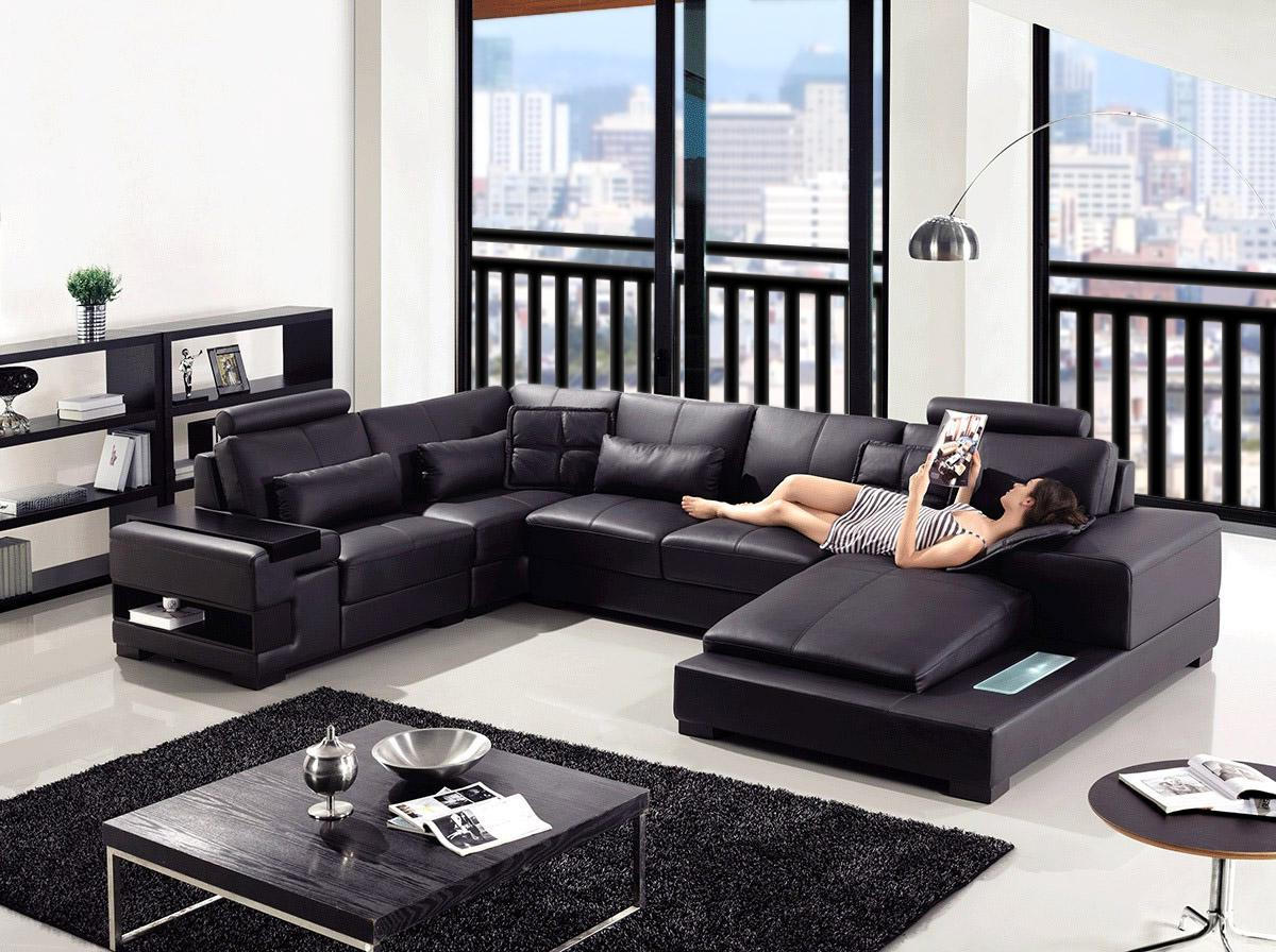 awesome living rooms with modern black leather sectionals and loveseat furniture design