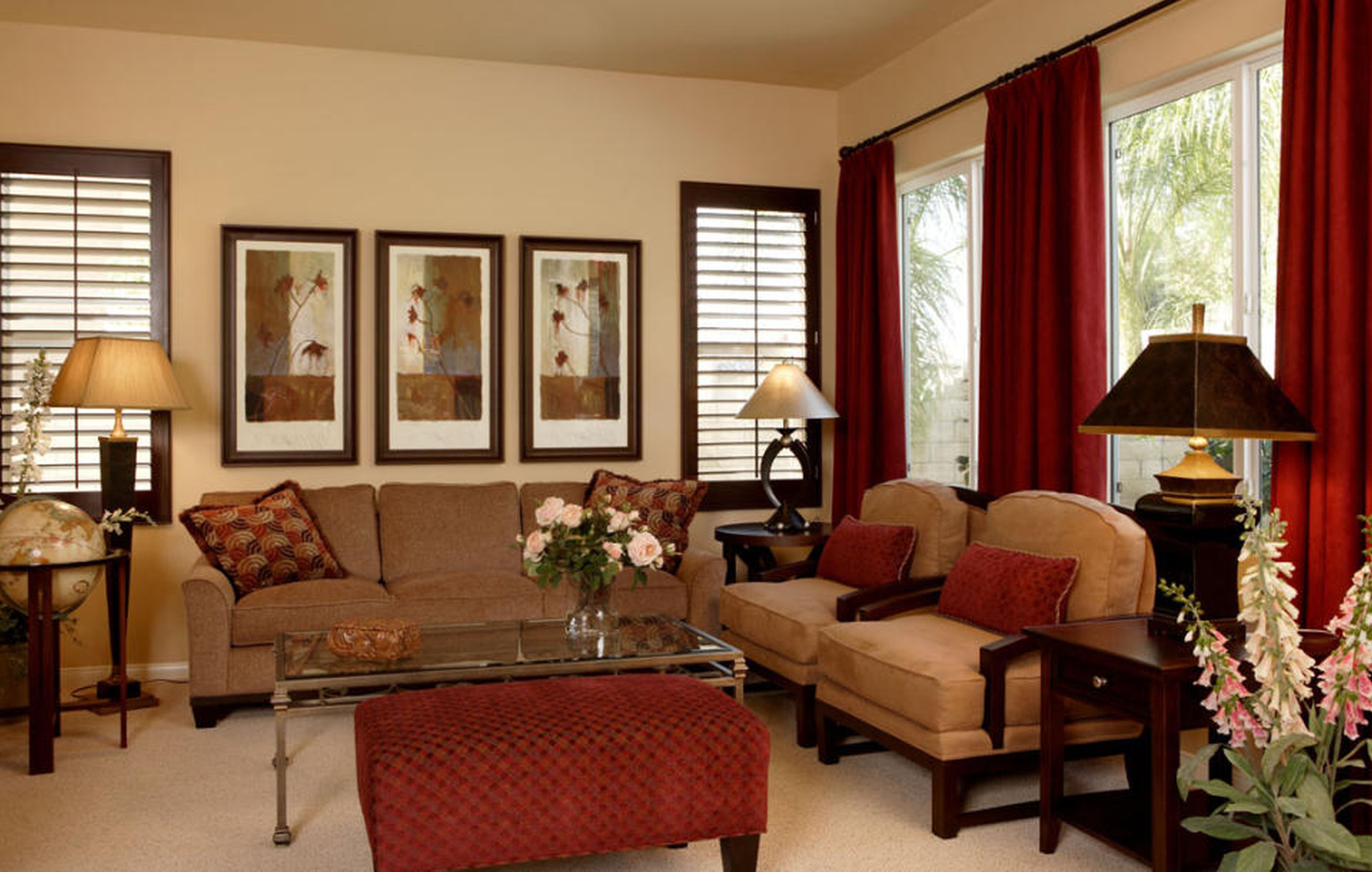 Modern Red And Brown Living Room