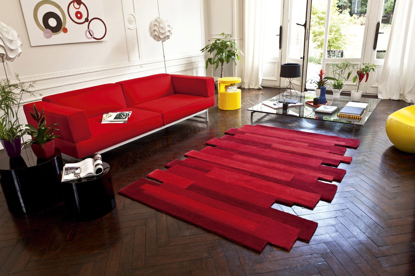 red striped rugs for modern living room ideas