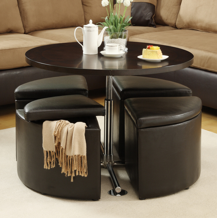 coffee table with pull out ottomans 01