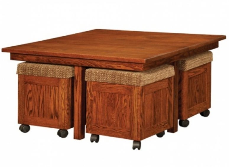 Coffee Table With Pull Out Ottomans