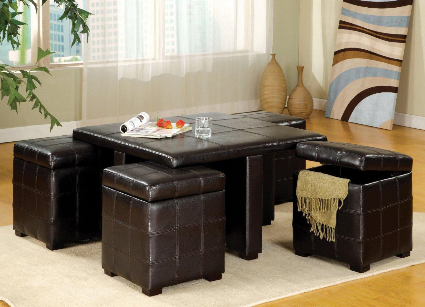 coffee table with pull out ottomans 19