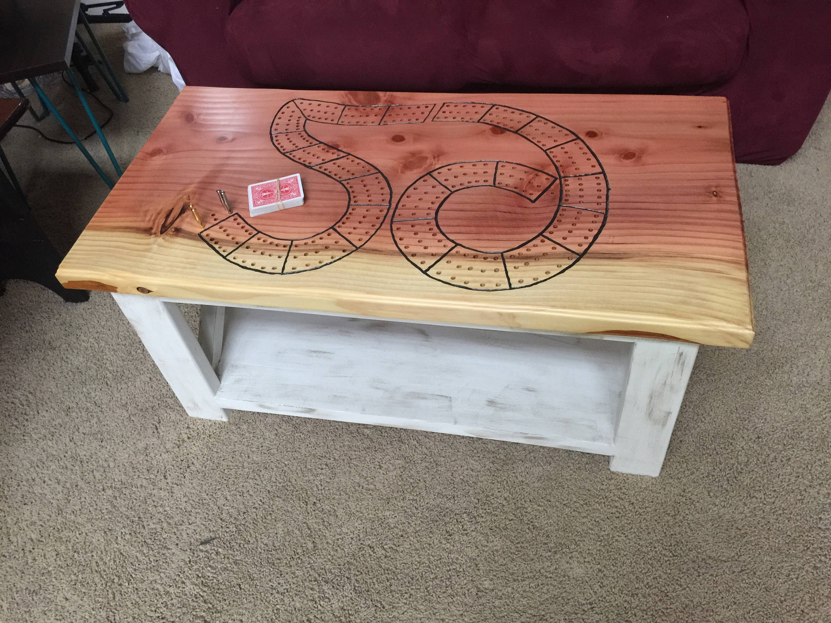 cribbage board coffee table 1