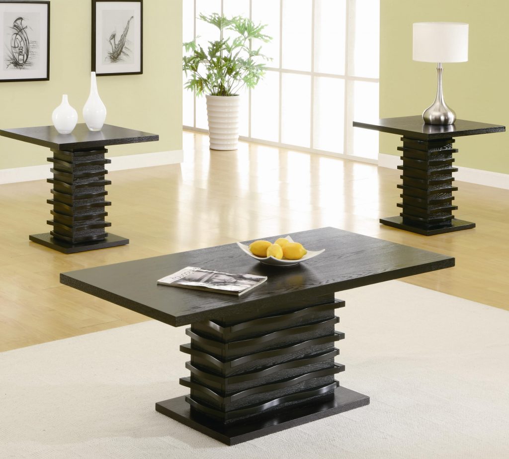 Dark Wood Coffee Table Set Furnitures