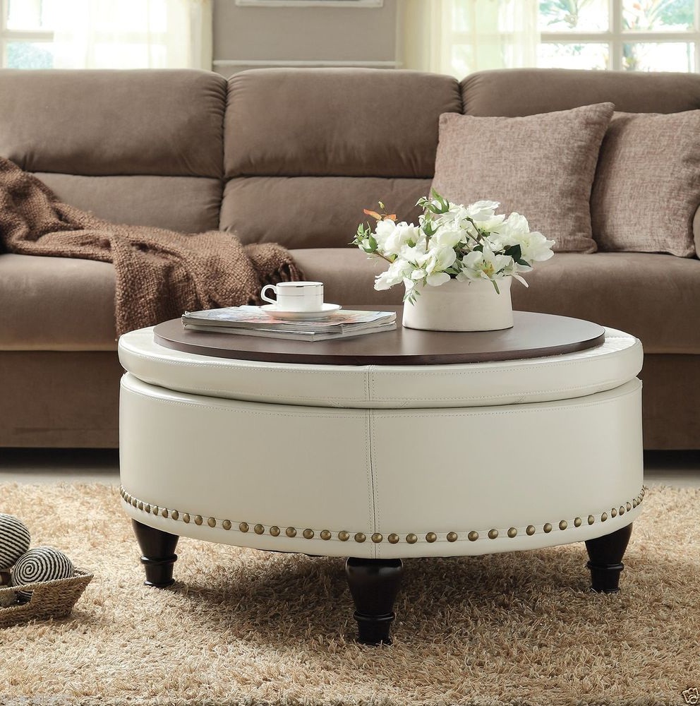 White Leather Ottoman Coffee Table Furniture | Roy Home Design