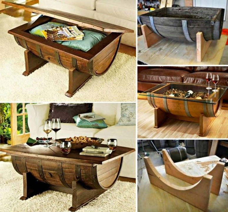 Wooden Barrel Coffee Table Furniture