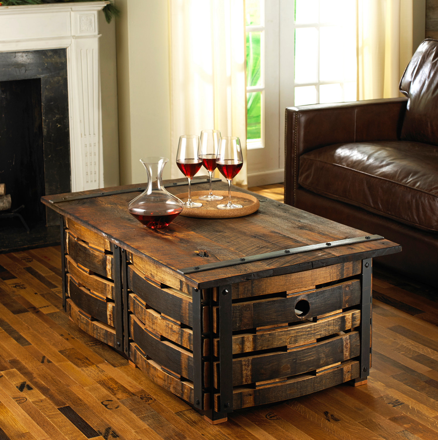 Wooden Barrel Coffee Table Furniture | Roy Home Design