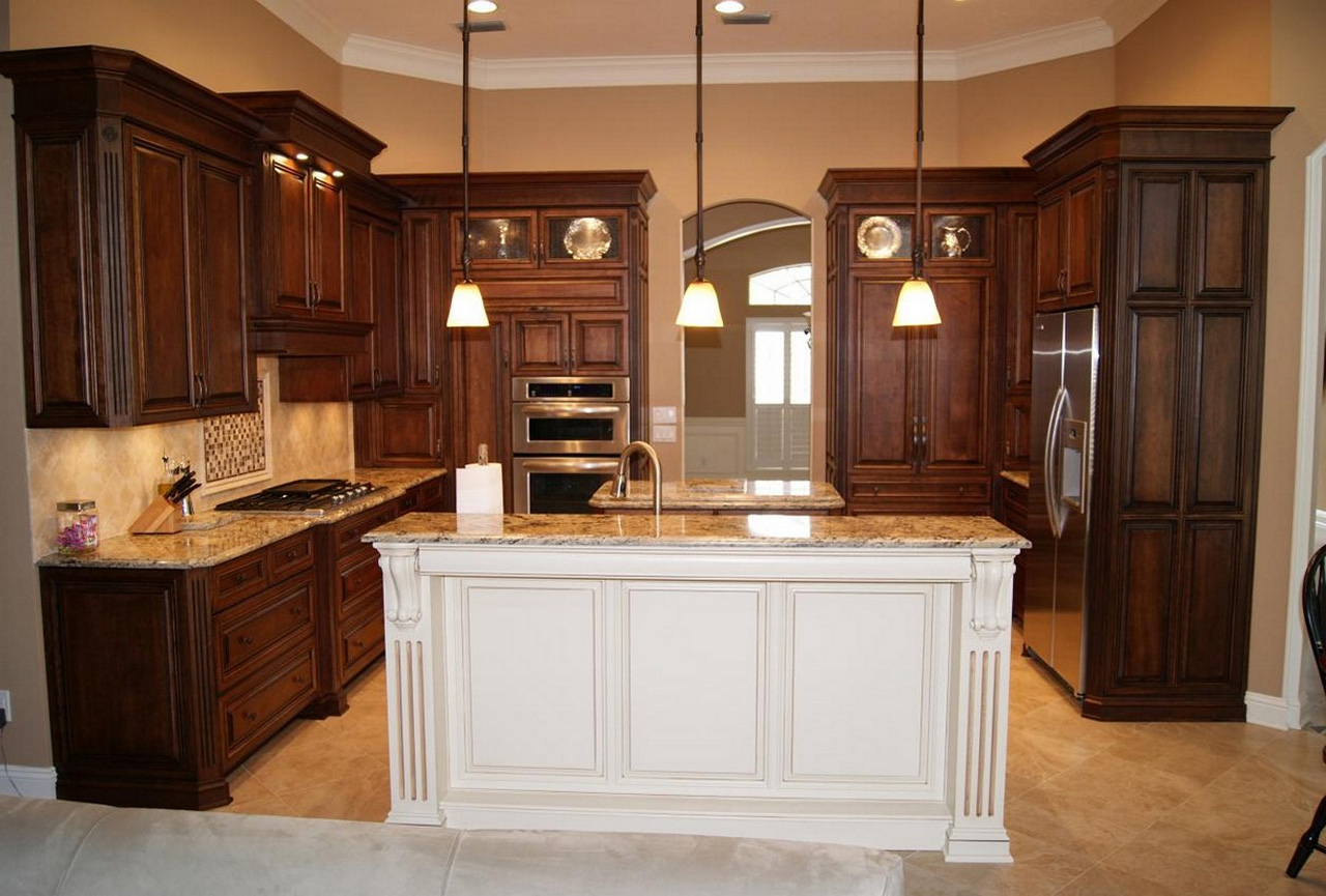 Espresso-Kitchen-Cabinets-with-White-Island-Designs-maple espresso cabinets