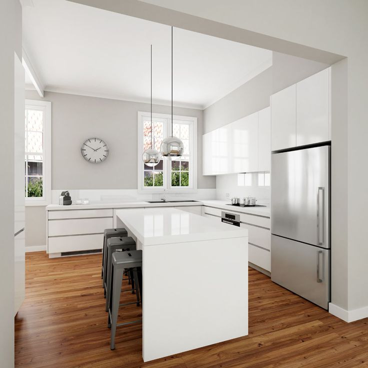 Kitchen Remodels With White Cabinets with White Island Pictures