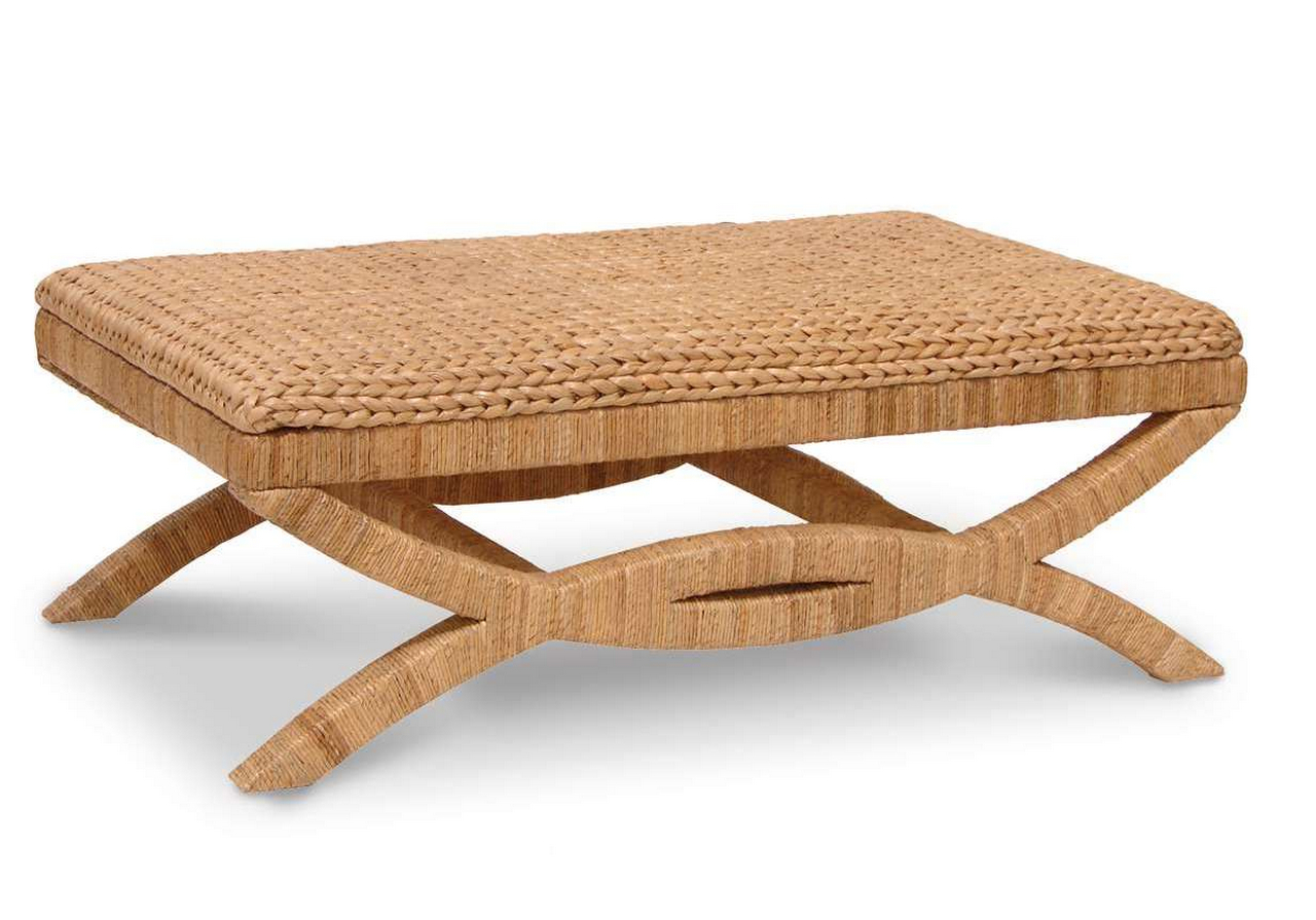 seagrass coffee table ottoman-rectangle-sea-grass-coffee-table-with-artful-base-and-legs-design