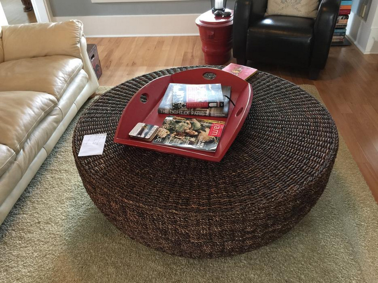 seagrass furniture-seagrass coffee table round