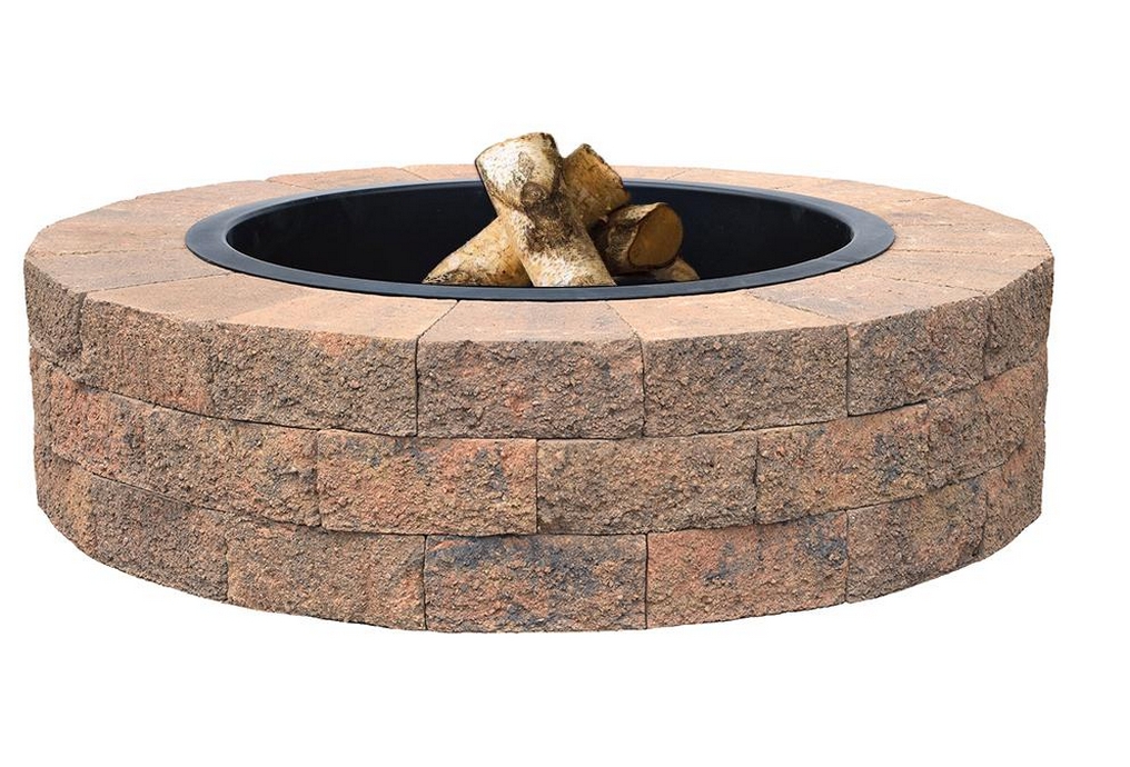 tan-oldcastle-fire-pit-kits-wood burning stone fire pit kit-round patio kit with fire pit