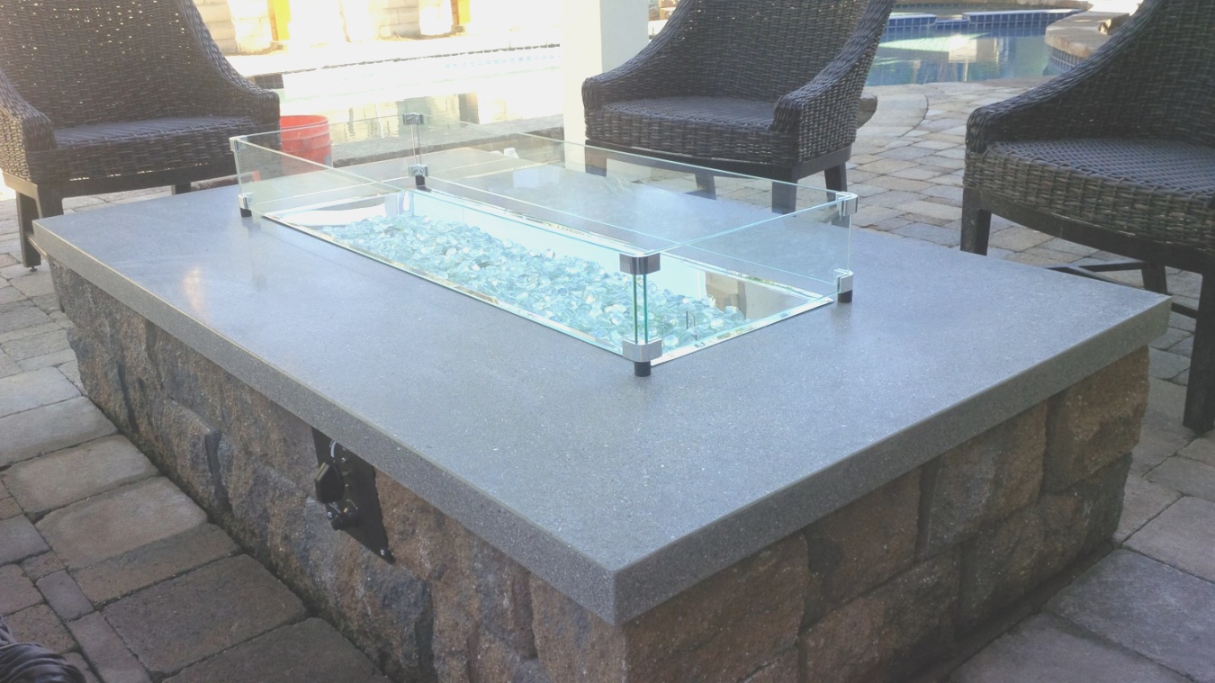 fire pit glass | Platinum Counters Blue Glass Fire Pit | Ship Design | fire pit glass