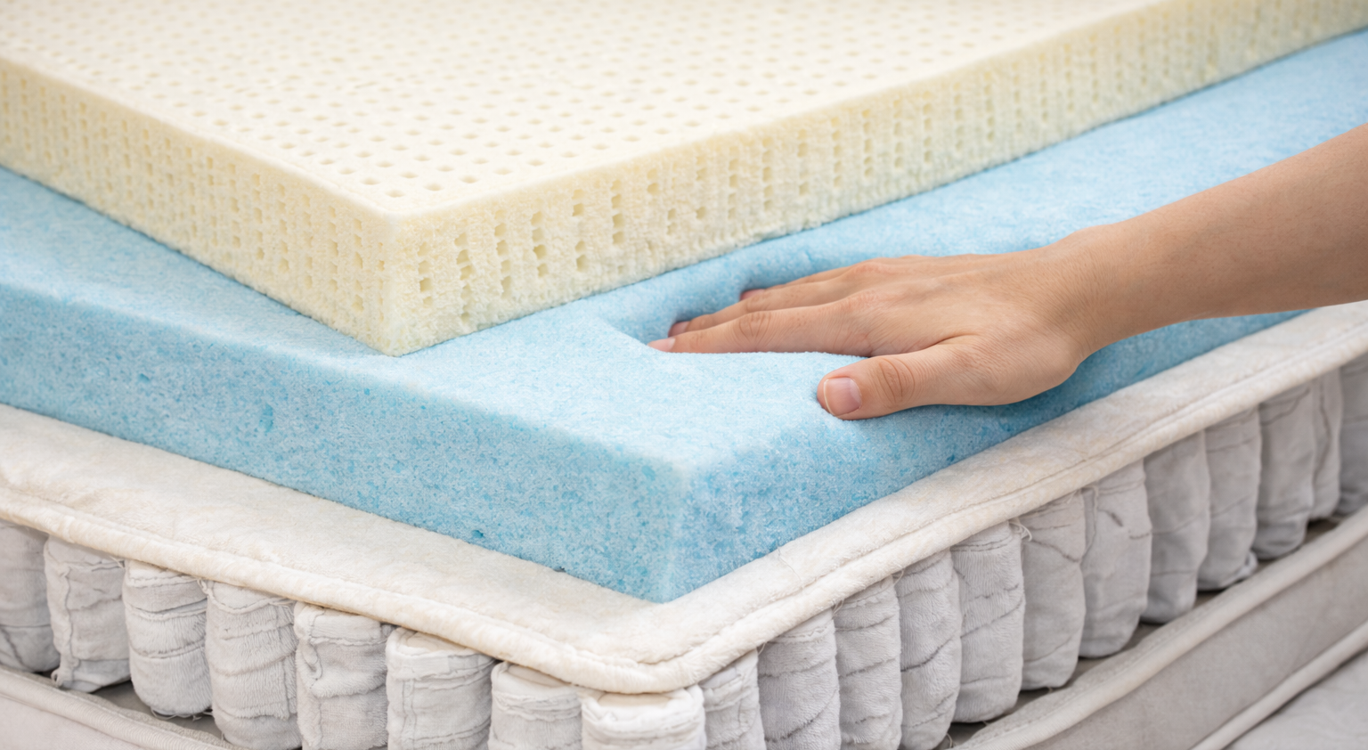 Different types of mattresses including memory foam, latex, and innerspring for better sleep quality