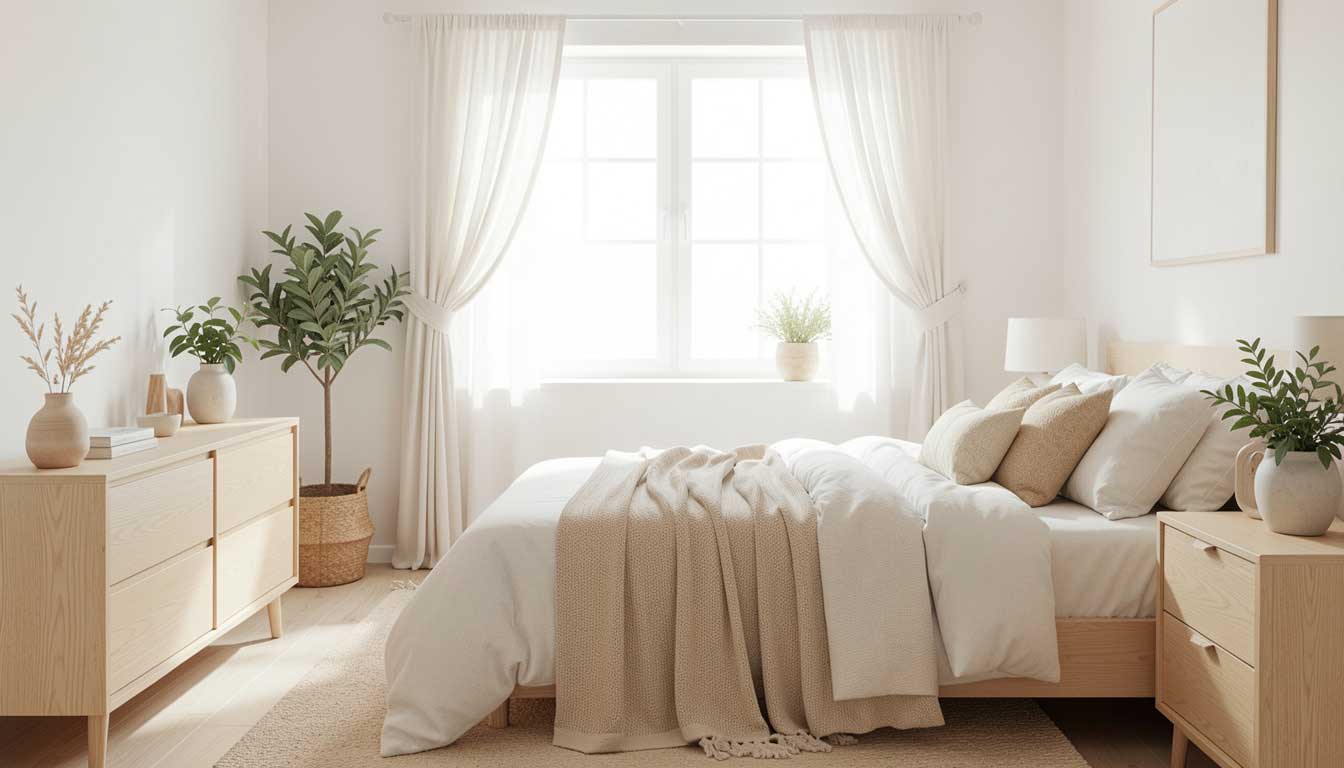 fake window with soft lighting in a bedroom with no windows creating a bright atmosphere