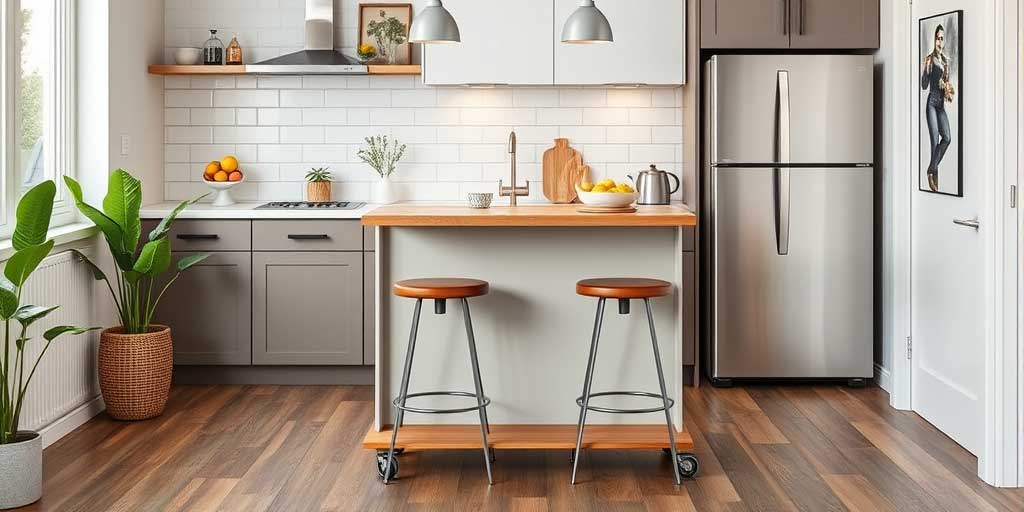 portable kitchen island with seating for 2