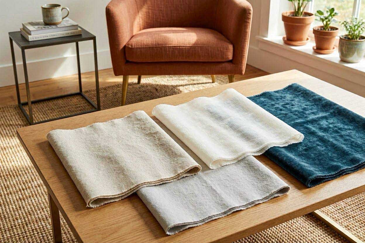 Best curtain fabrics for a rust accent chair